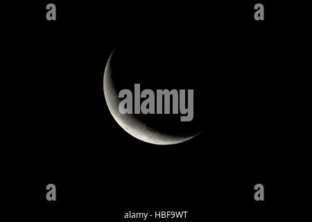 26 day old waning crescent moon 14% visible Stock Photo