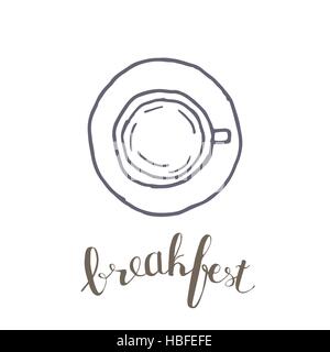 Breakfest hand drawn icon over white background Stock Vector