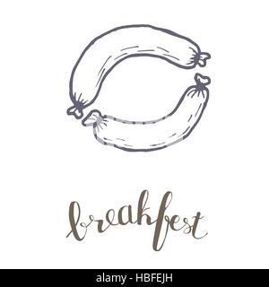 Breakfest hand drawn icon over white background Stock Vector