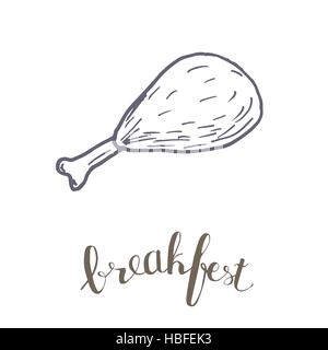 Breakfest hand drawn icon over white background Stock Vector