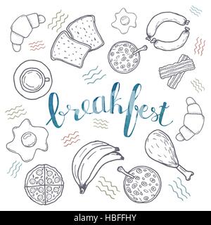 Breakfest hand drawn icon over white background Stock Vector