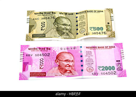 new indian 500 and 2000 bank notes Stock Photo