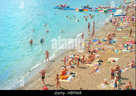 Crowded Crimea beach Stock Photo