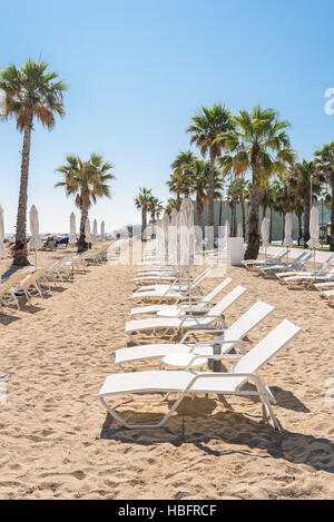 Beach in the Barceloneta district Barcelona Stock Photo