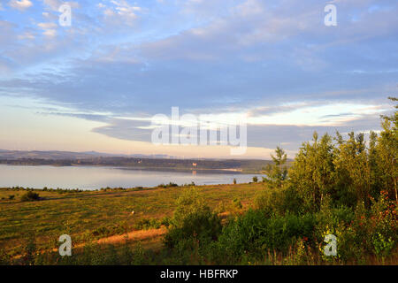 Morning on Lake Berzdorf Stock Photo