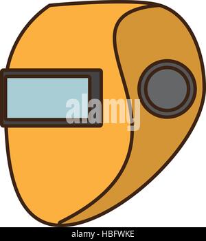 cartoon yellow welder mask eyes security sign design vector illustration eps 10 Stock Vector