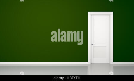 green wall and door background Stock Photo