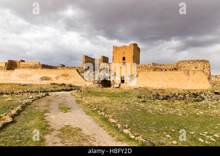 The castle wall ruins of Ani. Ani is a ruined medieval Armenian city situated in the Turkish province of Kars Stock Photo