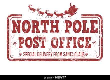 Special delivery from North Pole grunge rubber stamp on white ...