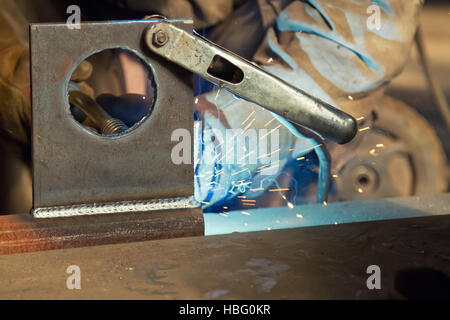 The fabrication using semi-automatic welding Stock Photo