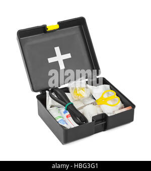 First aid medical kit isolated on white background Stock Photo - Alamy