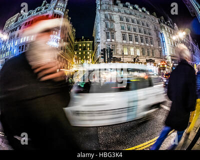 Candid photo, long exposure, taken on the Strand London with Fish eye lens Stock Photo