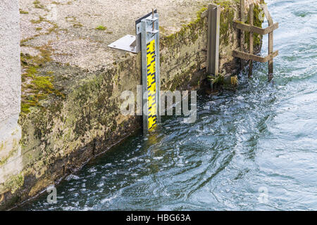 Water level indicator in the Ruhr Stock Photo