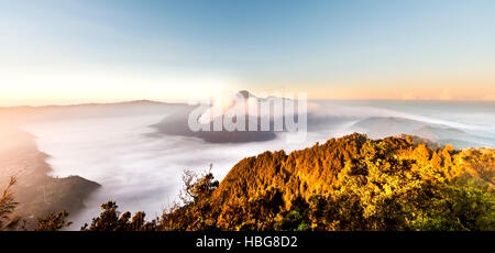 View on Mount Bromo with clouds Stock Photo - Alamy