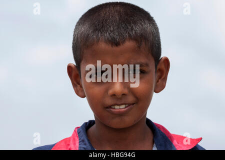 Local boy, Sinhalese, portrait, Beruwela, Western Province, Sri Lanka Stock Photo