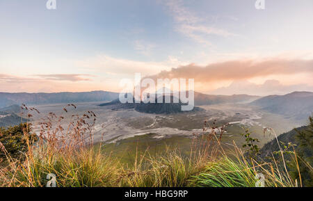 Sunrise light in Bromo and Semeru volcanos Stock Photo - Alamy