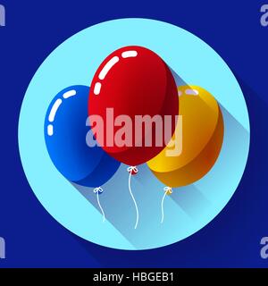 Festive multicolored air balloons icon holiday symbol, birthday party Stock Vector