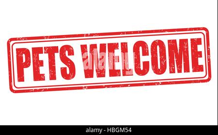 Pets welcome grunge rubber stamp on white background, vector illustration Stock Vector
