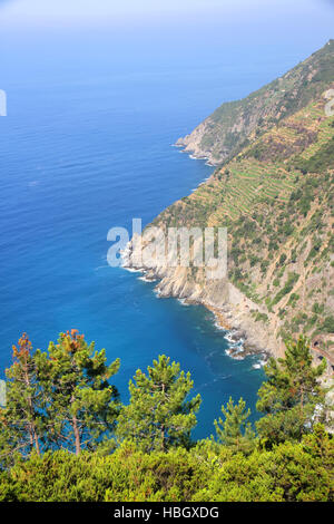 View on the coast of Cinque Terre Stock Photo