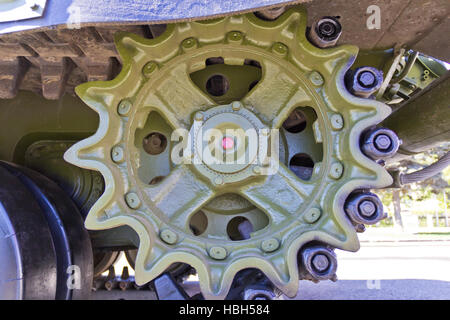 Wheel of caterpillar military transport Stock Photo - Alamy