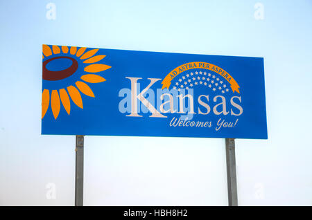 Kansas welcomes you sign Stock Photo