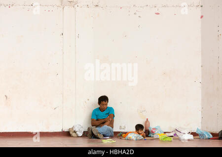 Poor Brazilian people living in the street, tabatinga. Brazil Stock Photo