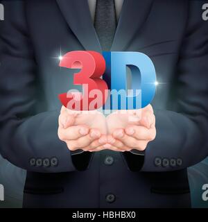 close-up look at businessman holding 3D word Stock Vector