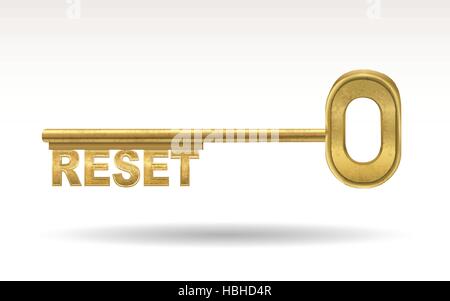 reset - golden key isolated on white background Stock Vector