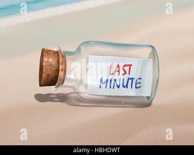 last minute message in a bottle isolated on beautiful beach Stock Vector