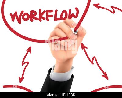 workflow word written by hand on a transparent board Stock Vector