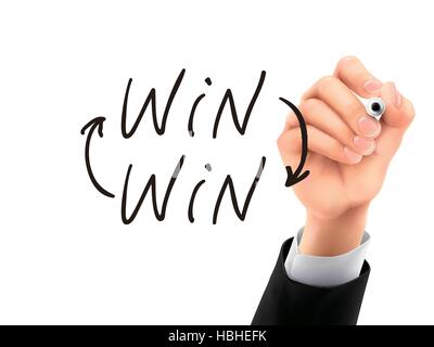 win word written by hand on a transparent board Stock Vector