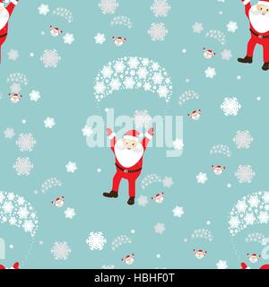 seamless pattern. New Year s Christmas holiday. many Santa Claus flies on a parachute with the girl of dignity and the elf. an illustration vector to use eps 10 for the press, design, the websites, registrations, undershirt, t-shirt, print... Stock Vector