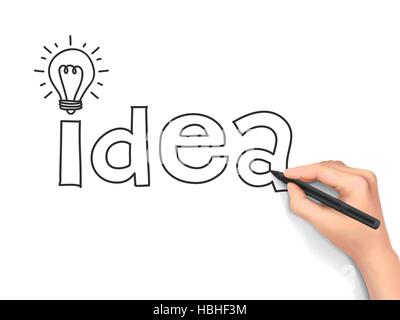 idea word written by hand over white background Stock Vector