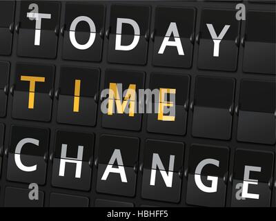 today time change words on airport board background Stock Vector