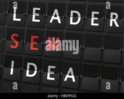 leader sem idea words on airport board background Stock Vector