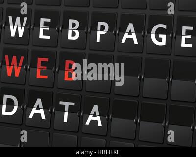 webpage web data words on airport board background Stock Vector
