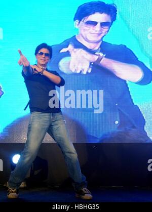 Shah Rukh Khan, Indian Bollywood actor dancing on stage at conference of KTM Motorcycles of Bajaj Auto in Pune India Stock Photo