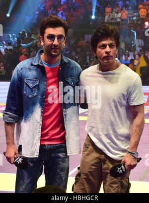 Ranbir Kapoor, Indian Bollywood actor with Shahrukh Khan, at Pro Kabaddi League in Mumbai India Stock Photo