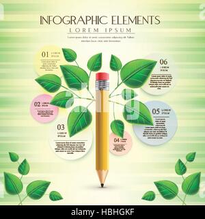 creative and ecology infographic template with pencil element Stock Vector