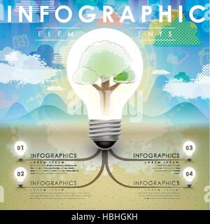 creative template with a tree in the idea bulb, can be used for infographics and banners or posters, concept vector illustration Stock Vector