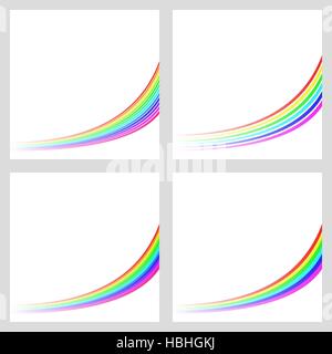 Simple rainbow colored curved line background set Stock Vector