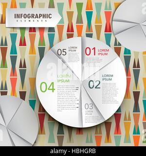 modern vector abstract paper pie chart infographic elements and geometry background Stock Vector