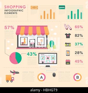 vector shopping illustration infographic elements flat design Stock Vector