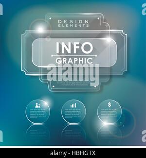 realistic glass vector illustration infographics elements design Stock ...