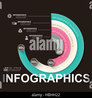 3d modern concentric vector abstract  infographic elements Stock Vector