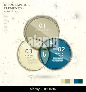 grunge style vector abstract intersection circle chart infographic elements Stock Vector