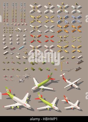 Vector isometric low poly transport set Stock Vector