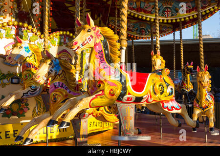 Carousel at Southbank Centre Christmas Market, South Bank, London Borough of Lambeth, Greater London, England, United Kingdom Stock Photo