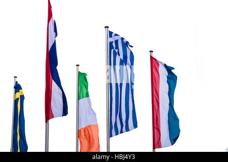 Several Europe countries flags Stock Photo