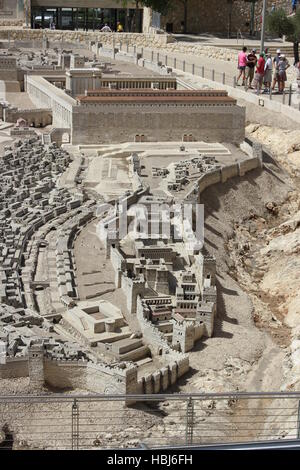 A model of Jerusalem in the time of Herod's Temple (66AD) at the Israel Museum in Jerusalem. Stock Photo